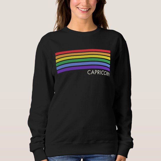 Capricorn Mimimalist Basic Subtle Gay Pride Rainbo Sweatshirt (Front)
