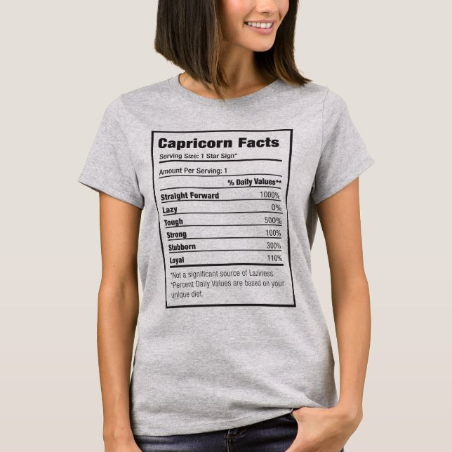 Capricorn Nutrition Fact Zodiac T-Shirt (Front)