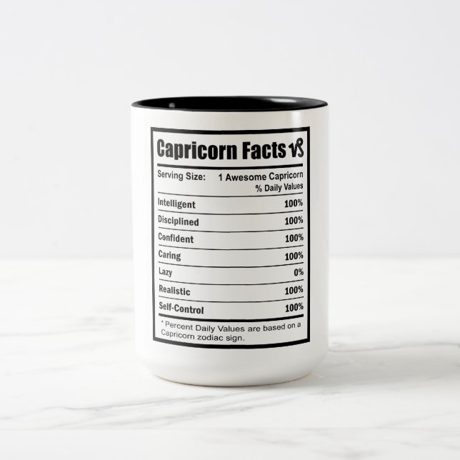 Capricorn Nutrition Facts      Two-Tone Coffee Mug (Center)