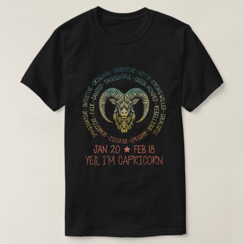 Capricorn Personality Features Goat  Horns T_Shirt