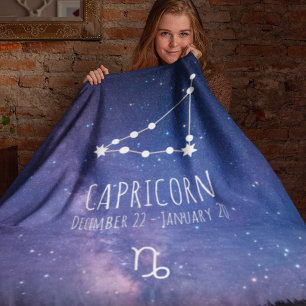 Capricorn Personalized Zodiac Constellation Fleece Blanket