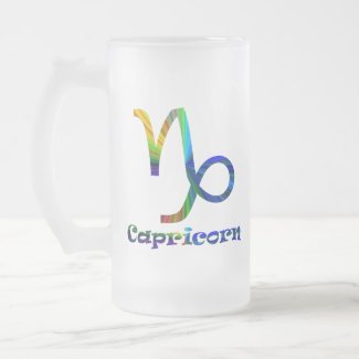 Capricorn Psychedelic Frosted Glass Beer Mug