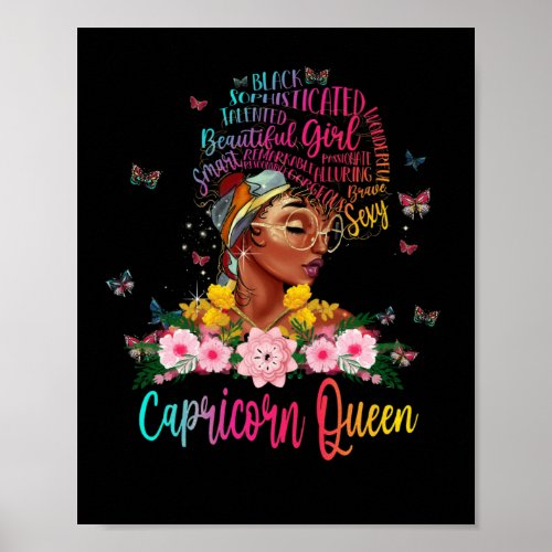 Capricorn Queen Black Women Persistent Beautiful Poster
