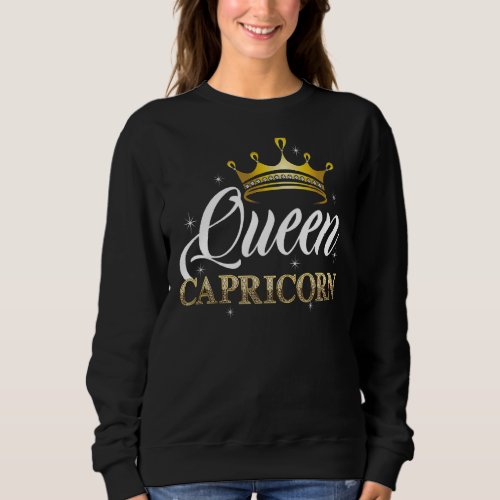 Capricorn Queen For Women Zodiac Diamond Crown Sweatshirt