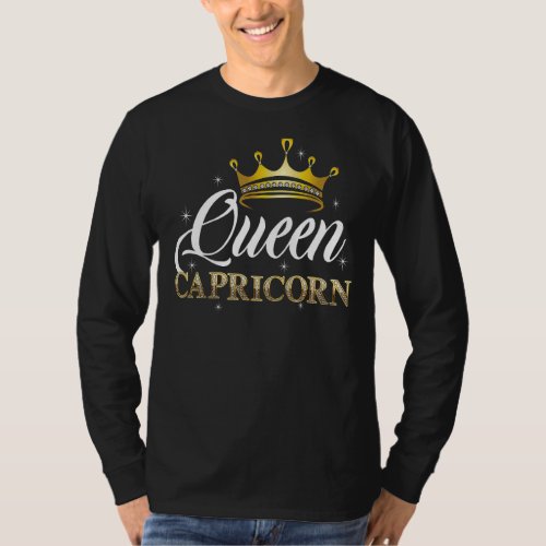 Capricorn Queen For Women Zodiac Diamond Crown T_Shirt