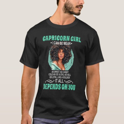 Capricorn Queen Sweet As Candy Birthday  For Black T_Shirt