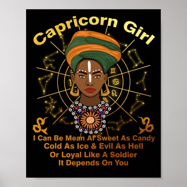 Capricorn Queen Sweet Candy Birthday Black Women Poster (Front)