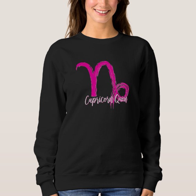 Capricorn Queen Symbol Pink Sweatshirt (Front)