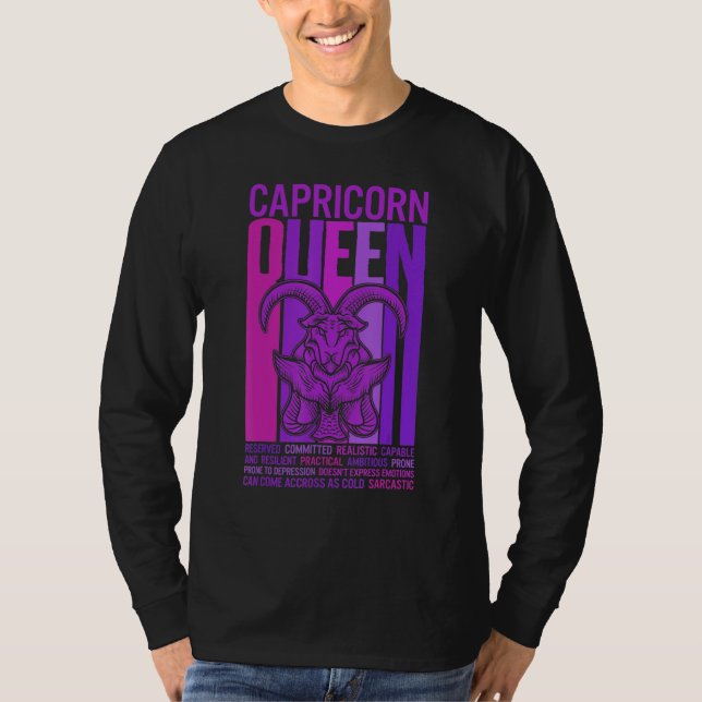 Capricorn Queen Zodiac Sign Purple Women Horoscope T-Shirt (Front)