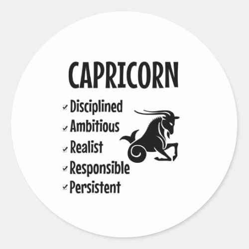 Capricorn sign classic round sticker
