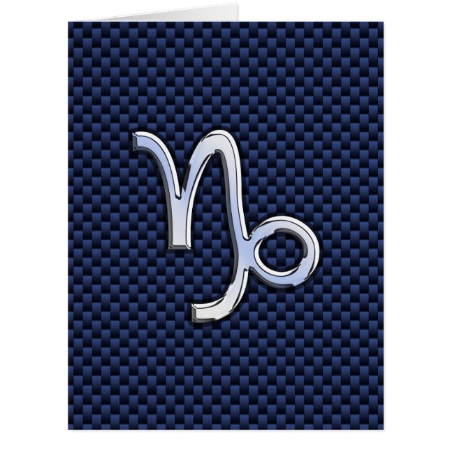Capricorn Sign Navy Blue Carbon Fiber Style (Front)