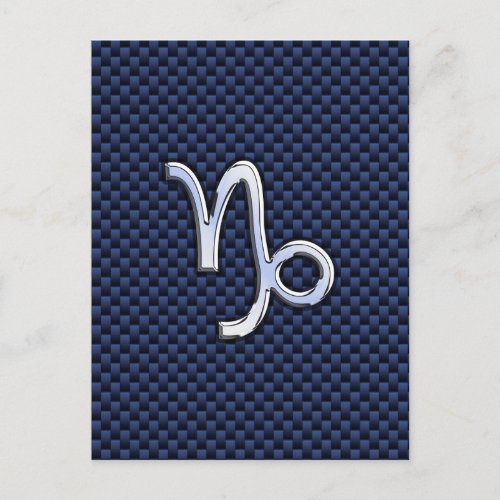 Capricorn Sign Navy Blue Carbon Fiber Style Postcard