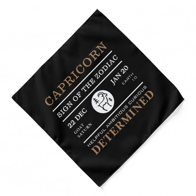 Capricorn Sign of the Zodiac, Astrological Bandana (Front)