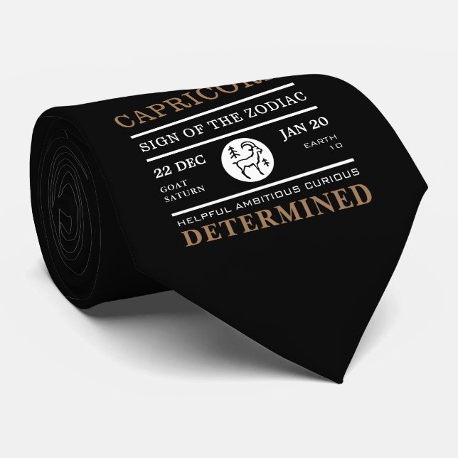 Capricorn Sign of the Zodiac, Astrological Neck Tie (Rolled)
