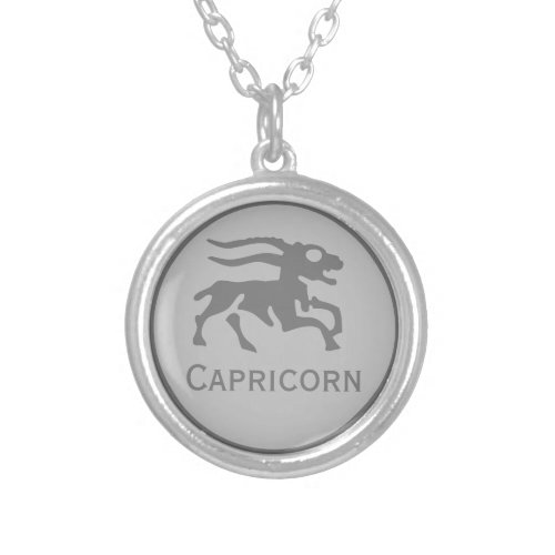 Capricorn Sign of the Zodiac design Silver Plated Necklace