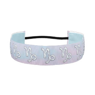 Capricorn Sign on Mother of Pearl Nacre Style Athletic Headband
