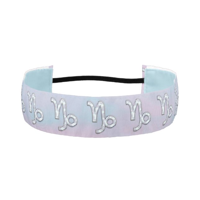 Capricorn Sign on Mother of Pearl Nacre Style Athletic Headband (Front)
