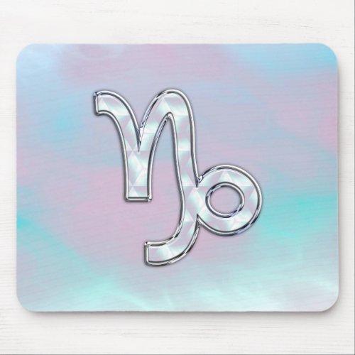 Capricorn Sign on Mother of Pearl Nacre Style Mouse Pad