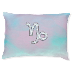 Capricorn Sign on Mother of Pearl Nacre Style Pet Bed