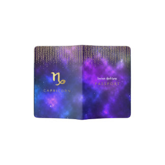 Capricorn Sign - Purple Passport Cover - Travel