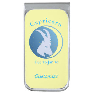 Capricorn Sign Thunder_Cove Silver Finish Money Clip