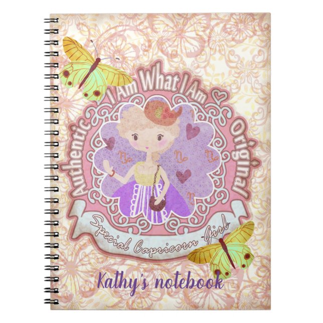 Capricorn signs. Personalized. notebook (Front)