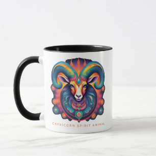 Capricorn Spirit Animal Mountain Goat Face Mug