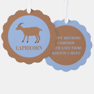 Capricorn Star Sign Goat Custom Birthday Ornament Card