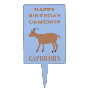 Capricorn Star Sign Goat Custom Name Cake Topper