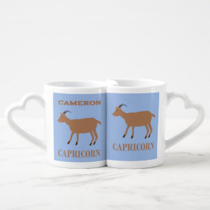 Capricorn Star Sign Goat Custom Name Coffee Mug Set