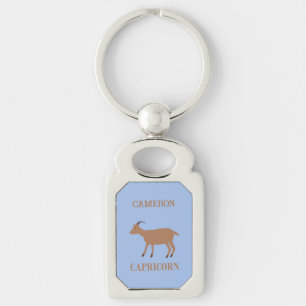Capricorn Star Sign Goat Custom Name Keychain