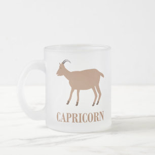 Capricorn Star Sign Goat Frosted Glass Coffee Mug