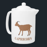 Capricorn Star Sign Goat Teapot<br><div class="desc">This awesome teapot features a digital art image of a brown goat with black horns and dark brown hooves. The goat represents the star sign of Capricorn for people born between December 22 and January 19. There is text beneath the goat that says Capricorn.</div>