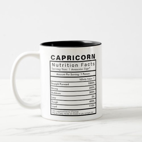 Capricorn Star Sign Nutrition Facts Statistics Two_Tone Coffee Mug