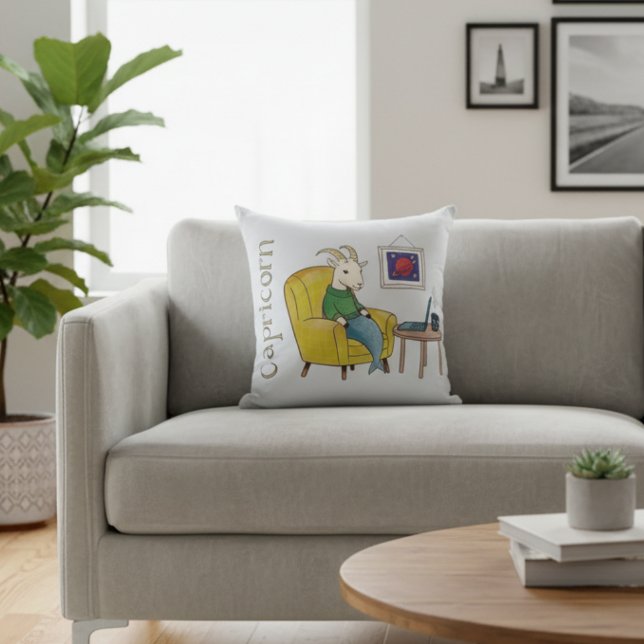Capricorn star sign Sea Goat zodiac star Throw Pillow (Creator Uploaded)