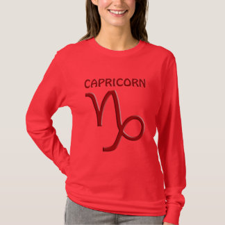 Capricorn Symbol Ladies Red Long Sleeve T-Shirt