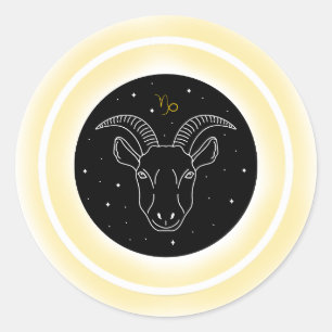 Capricorn Symbol – Minimal Astrology Emblem Classic Round Sticker