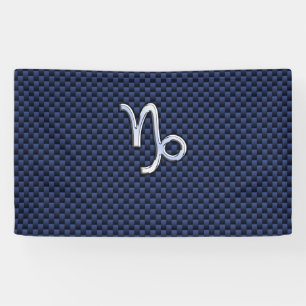 Capricorn Symbol Navy Carbon Fiber Style Banner