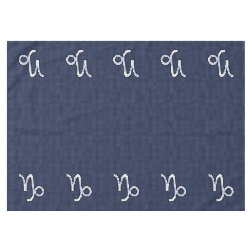 Capricorn Symbol Navy Carbon Fiber Style Tablecloth