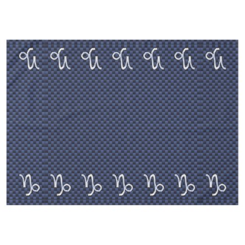 Capricorn Symbol Navy Carbon Fiber Style Tablecloth