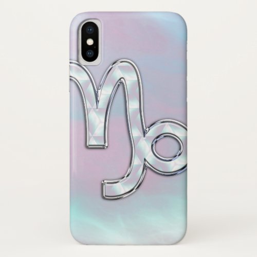 Capricorn Symbol on Mother of Pearl Nacre Decor iPhone XS Case