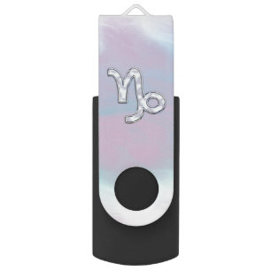 Capricorn Symbol on Mother of Pearl Nacre Decor Flash Drive