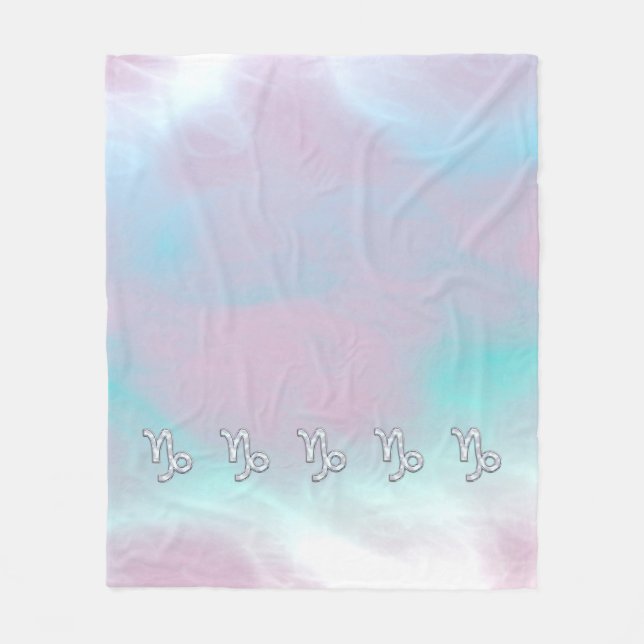 Capricorn Symbol on Mother of Pearl Nacre Decor Fleece Blanket (Front)