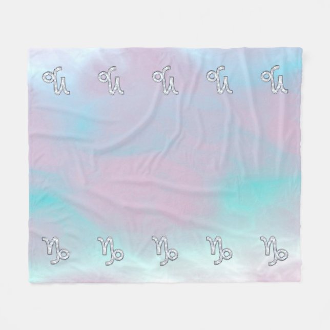 Capricorn Symbol on Mother of Pearl Nacre Decor Fleece Blanket (Front (Horizontal))