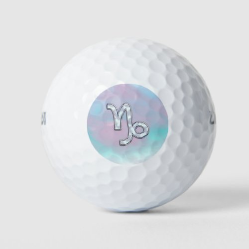 Capricorn Symbol on Mother of Pearl Nacre Decor Golf Balls