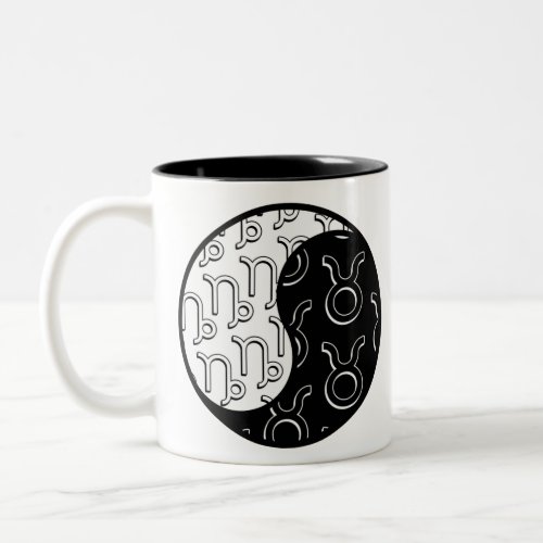 Capricorn Taurus yin yang zodiac couple Two_Tone Coffee Mug