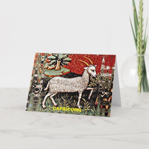 Capricorn the Goat Zodiac Sign Birthday Party Card