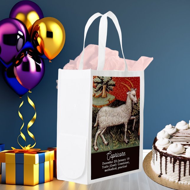 Capricorn the Goat Zodiac Sign Birthday Party Grocery Bag (Capricorn the Goat Zodiac Sign Birthday Party Grocery Bag)