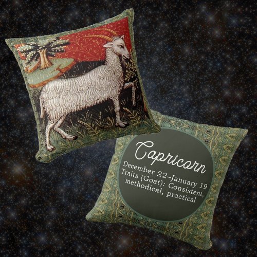 Capricorn the Goat Zodiac Sign Birthday Party Throw Pillow