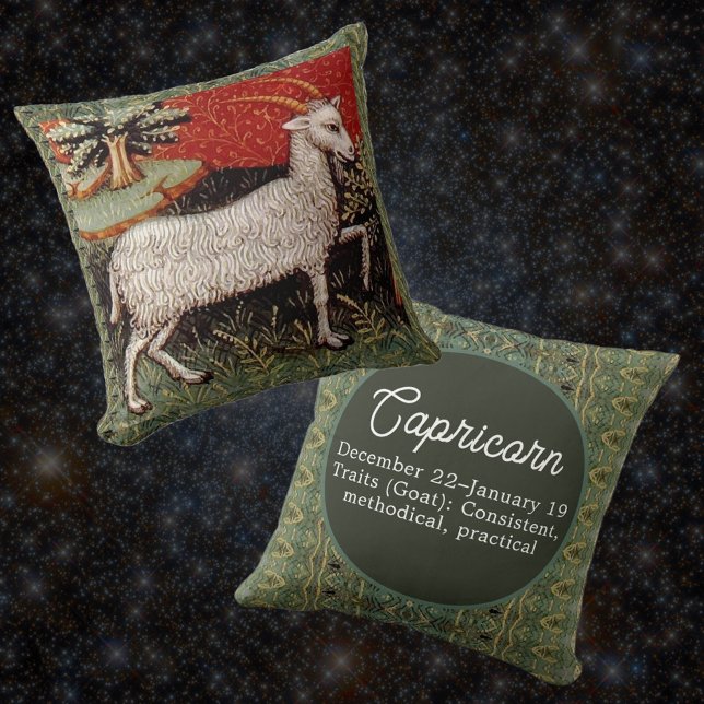 Capricorn the Goat Zodiac Sign Birthday Party Throw Pillow (Creator Uploaded)